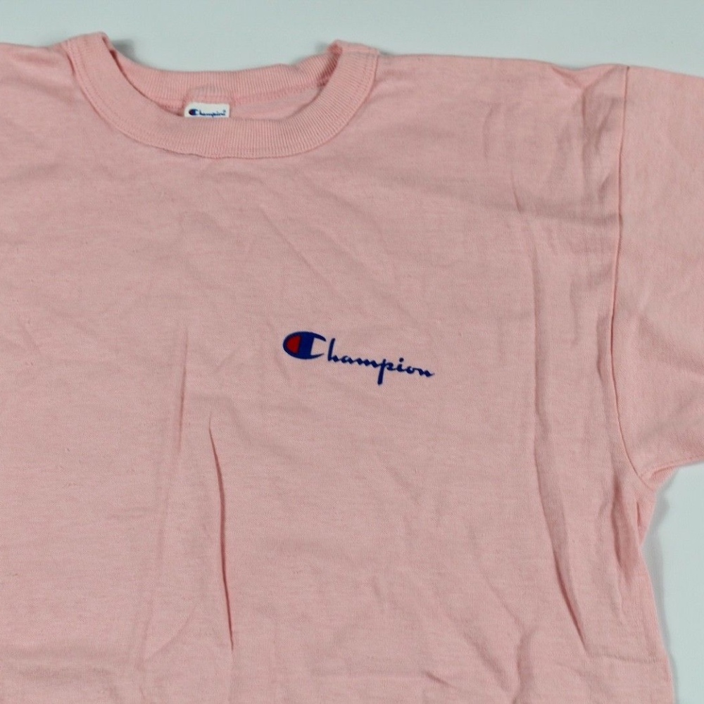 Vintage Champion Spell Out Jersey Knit Shirt Pink - Picture 3 of 5